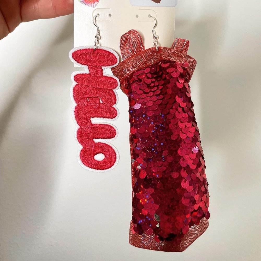 Hot Pink Sparkle Barbie Hello Earrings